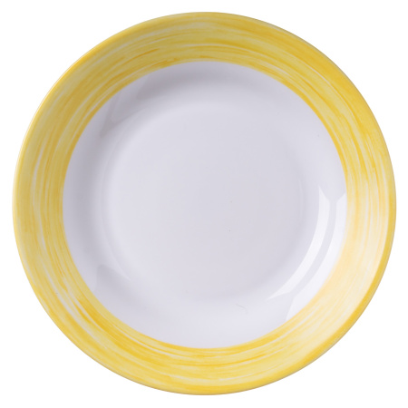 Тарелка d=225 мм. глубокая желтый край Браш /1/24/ АКЦИЯ