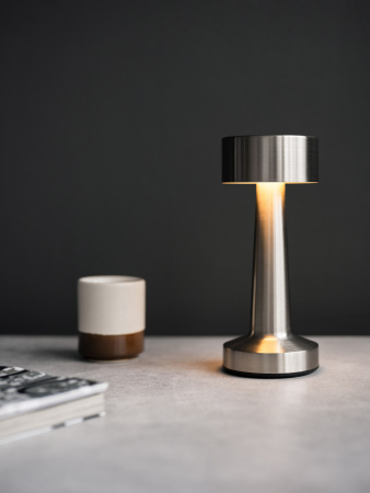 Лампа настольная  d=9 см. h=21,5 см. 3 цвета, сенсорная регулировка яркости, нерж., серебристая LED SIMPLE II MGline/1/20/ ВДОХНОВЕНИЕ