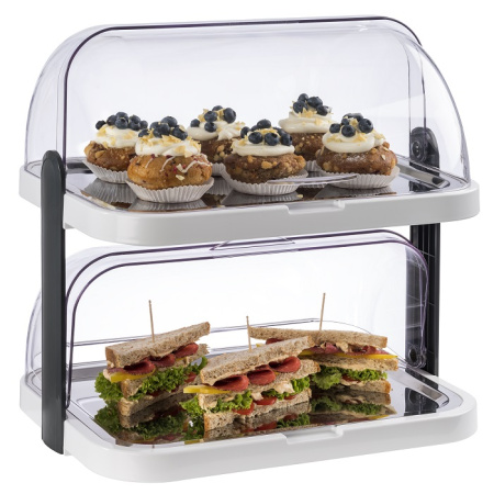 Этажерка для сервировки 2 яруса 44*32 см h=44 см с охлажд. с крышкой Roll-Top белая APS /1/