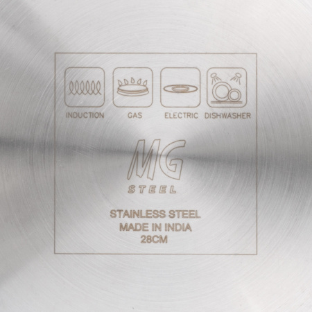 Сковорода d=28 см. h=6 см. 3,0 л. нерж. (индукция) синяя ручка винил. MGsteel /1/ АКЦИЯ