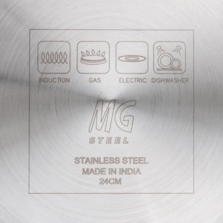 Сковорода d=24 см. h=5 см. 1,8 л. нерж. (индукция) синяя ручка винил. MGsteel /1/ АКЦИЯ