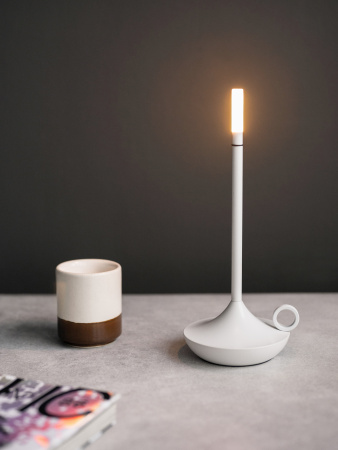 Лампа настольная беспроводная d=11 см. h=25,5 см. 1 цвет, 3 режима яркости, алюм., белая LED CANDLE MGline /1/20/