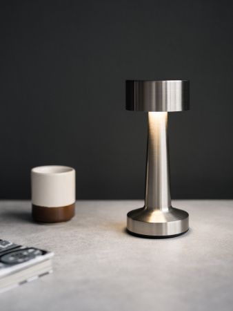 Лампа настольная  d=9 см. h=21,5 см. 3 цвета, сенсорная регулировка яркости, нерж., серебристая LED SIMPLE II MGline/1/20/ ВДОХНОВЕНИЕ