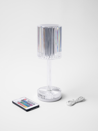 Лампа настольная беспроводная d=8,5 см. h=24,5 см. 15 цветов, 7 режимов яркости, нерж./акрил, прозрачная LED GATSBY MGline /1/20/