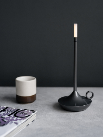 Лампа настольная беспроводная d=11 см. h=25,5 см. 1 цвет, 3 режима яркости, алюм., серая LED CANDLE MGline /1/20/ АКЦИЯ