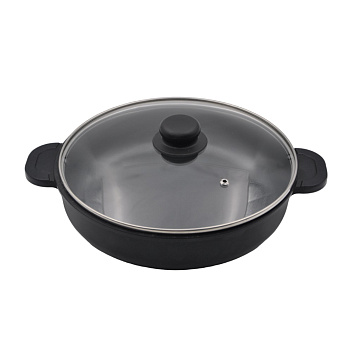 Сковорода d=26 см. h=6,5 см. 2,9 алюм.с антиприг.покрыт.глуб с крышкой с 2 ручками /1/ АКЦИЯ