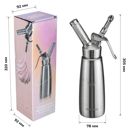 Сифон (кремер) для взбивания сливок  0,5 л. нерж./нерж. MasterWhip /1/