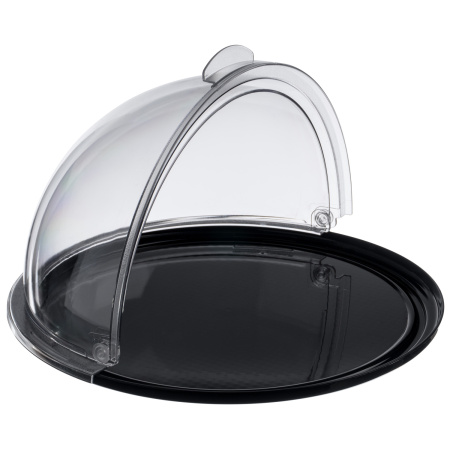 Поднос сервировочный d=38,5 см. поликарбонат, черный, с крышкой Roll-Top GP /1/