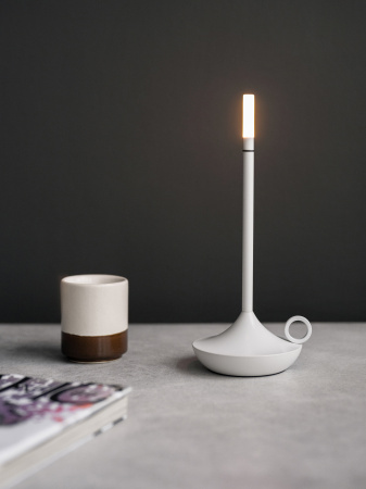 Лампа настольная беспроводная d=11 см. h=25,5 см. 1 цвет, 3 режима яркости, алюм., белая LED CANDLE MGline /1/20/