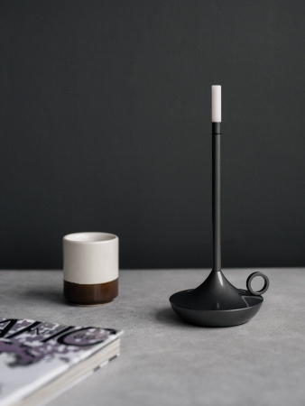 Лампа настольная беспроводная d=11 см. h=25,5 см. 1 цвет, 3 режима яркости, алюм., серая LED CANDLE MGline /1/20/ АКЦИЯ