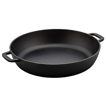 Сковорода d=32 см. h=7 см. 4,5 л. чугун глубокая с 2 ручками /1/2/