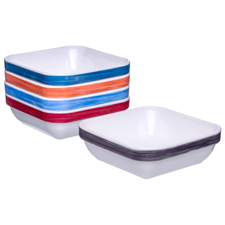 Салатник квадр. 110*110 мм. 200 мл. h=37 мм. вишневый край штабелир. Браш /1/6/24/ АКЦИЯ