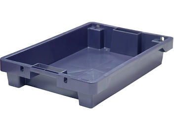 Ящик 600*400*100 мм. для мяса конусный сплошной, синий /1/  АКЦИЯ