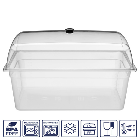 Гастроемкость 1/1 h=200 мм. 530*325 мм. 24 л. п/п прозрачная GP /1/6/