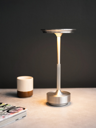 Лампа настольная d=13 см. h=27,5 см. 3 цвета, сенсорная регулировка яркости, алюм., серебристая LED HIGH-TECH MGline /1/20/ ВДОХНОВЕНИЕ