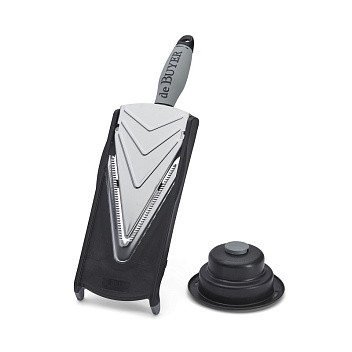 Мандолина (овощерезка) 37*12 см. с толкателем, с ручкой, нерж и пластик De Buyer /1/