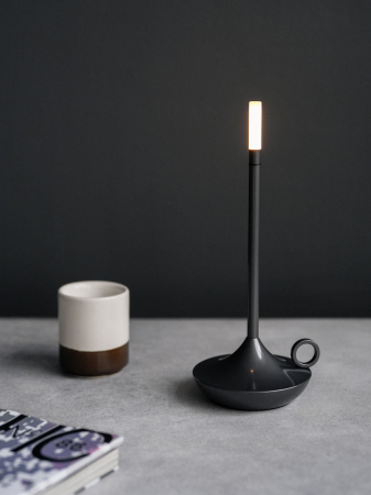 Лампа настольная беспроводная d=11 см. h=25,5 см. 1 цвет, 3 режима яркости, алюм., серая LED CANDLE MGline /1/20/ АКЦИЯ