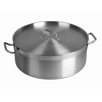 Котел 10 л. нерж. d=32 см. h=12 см. низкий, тройное дно с крышк. (индукция) /1/