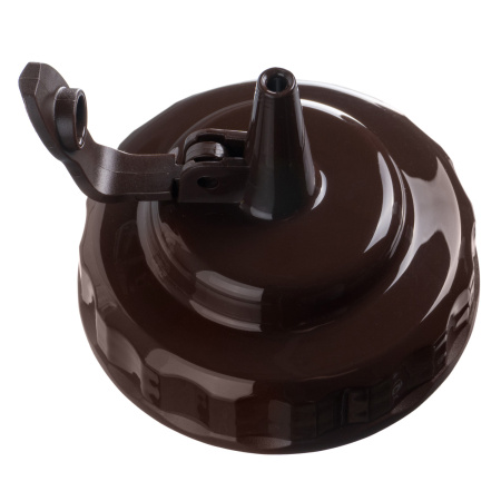 Емкость для соуса 1000 мл. d=75 мм. h=295 мм. c 2 крышками, широкая прозрачная, крышки коричневые GP /1/96/